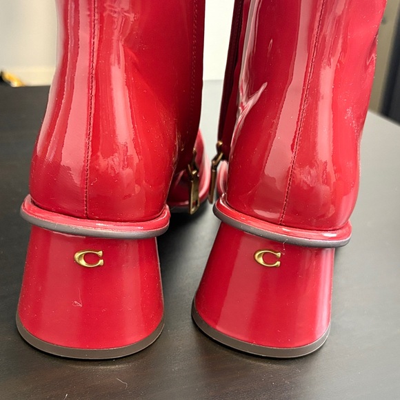 Coach Red Patent Leather Ankle Booties - Picture 6 of 7